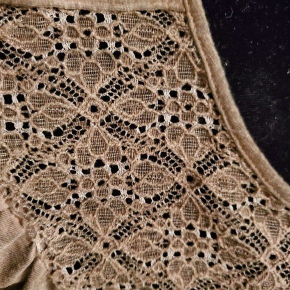 Heathered Brown Top with Lace detail - Picture 3 of 3